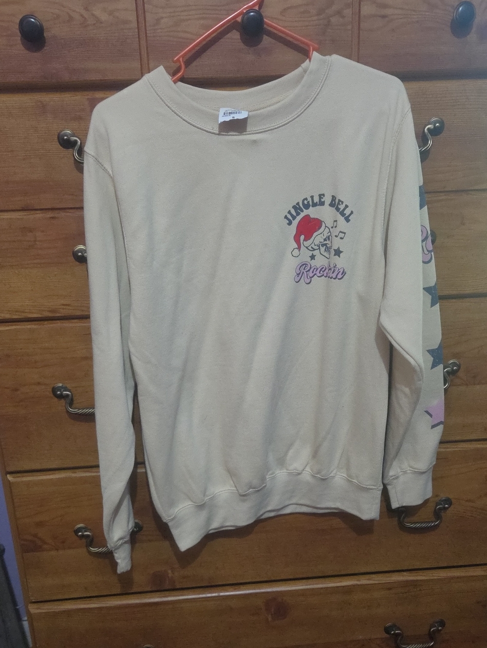 Women's Cream Graphic Crewneck Sweatshirt - Jingle Bell Rockin'